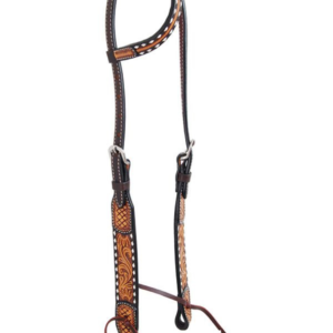Rafter T Single Ear Headstall Sunflower Floral Tooling SE4100
