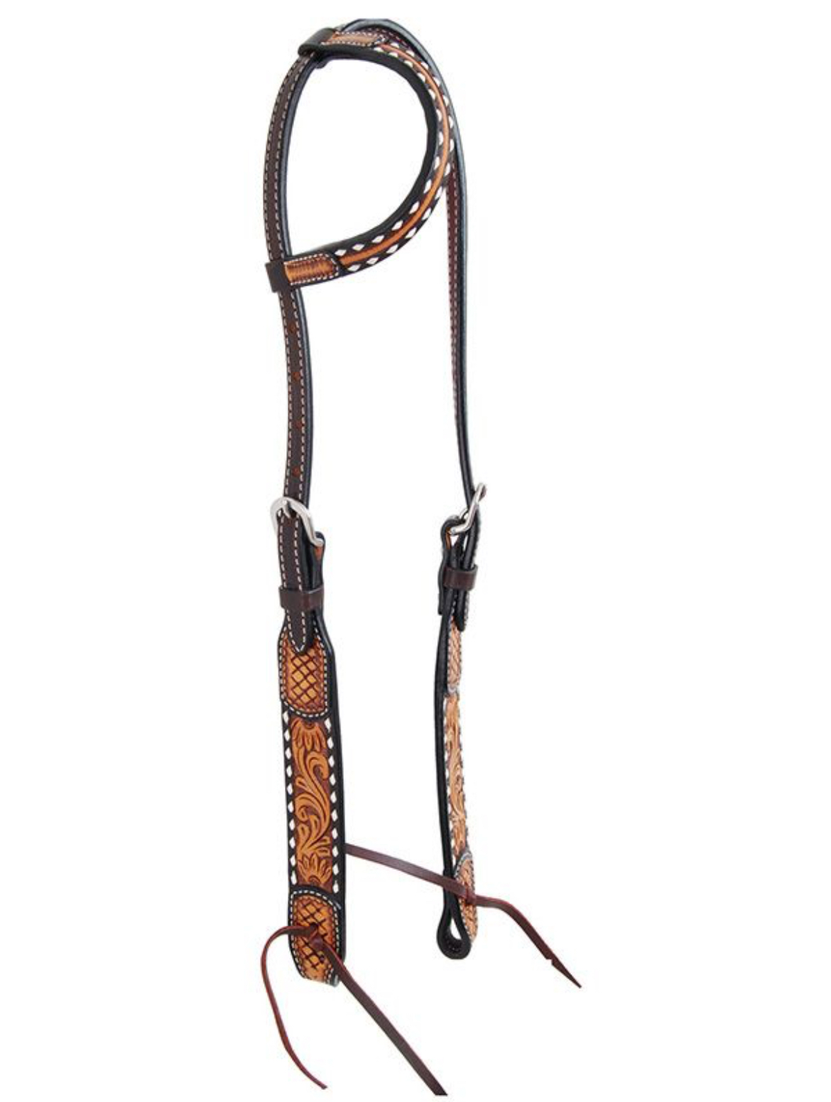 Rafter T Single Ear Headstall Sunflower Floral Tooling SE4100