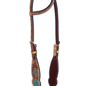 Rafter T Zuni One Ear Headstall w Turquoise Sun Spots SE3774