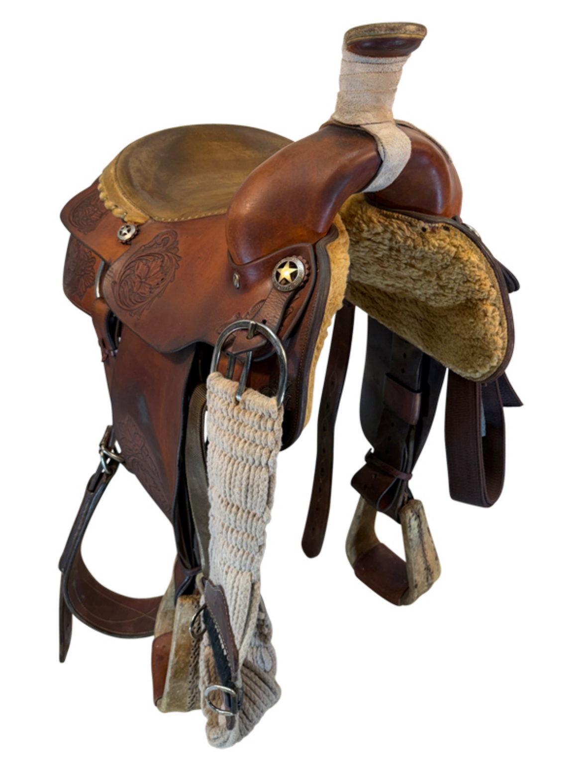 14.5Inch Used Clint Gibson Roping Saddle Medium Tree - Image 2