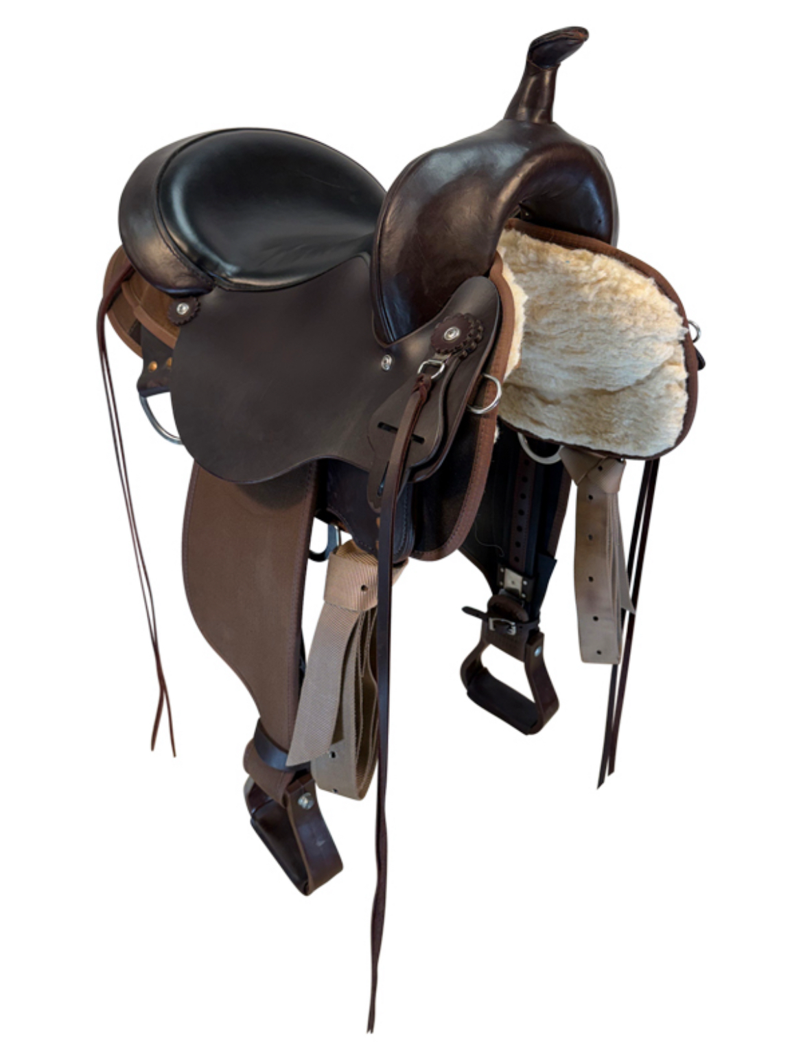 15 Inch Used Circle Y High Horse El Campo Cordura Trail Saddle Medium Tree 6970 - Image 5