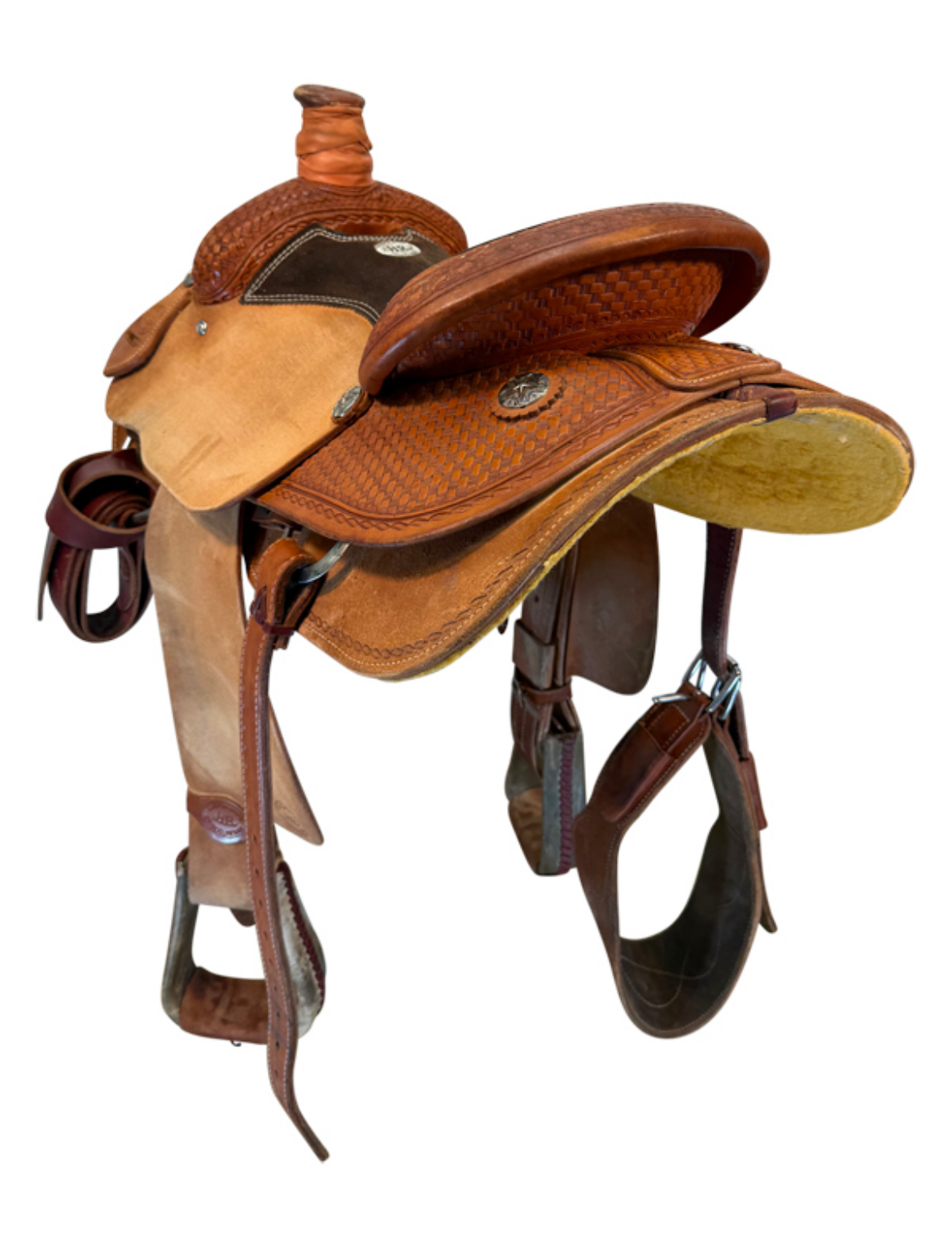 15 Inch Used HR Hud Roberts Roping Saddle Medium Tree - Image 3