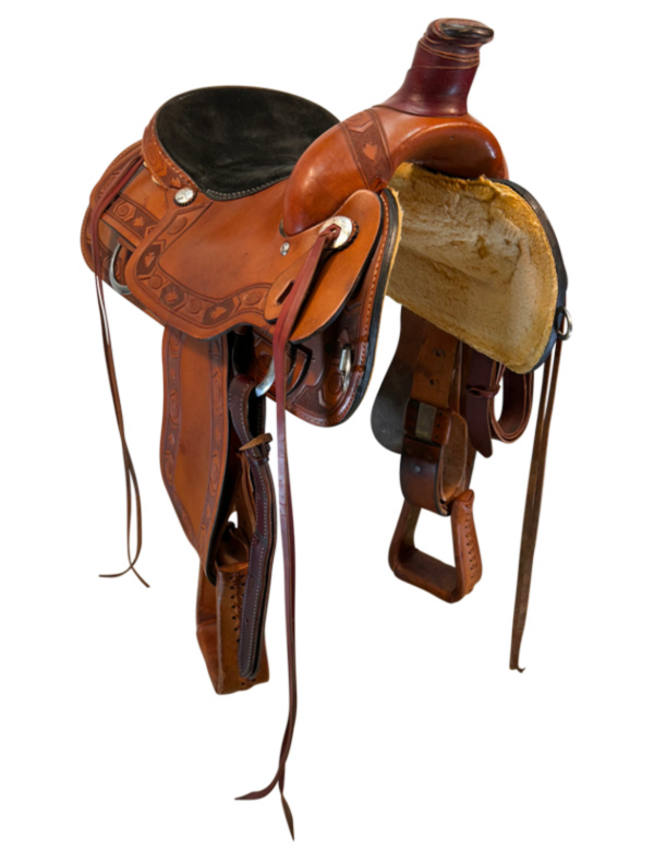 Rocking R Saddle Tree 15 Inch Used Rocking R Roping Saddle Wide Tree - ironhorsesaddle.com