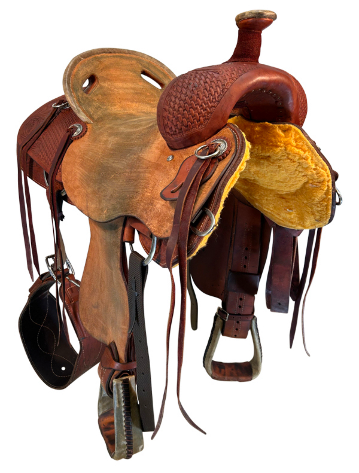 15.5Inch Used HR Saddlery Ranch Saddle Wide Tree - Image 2