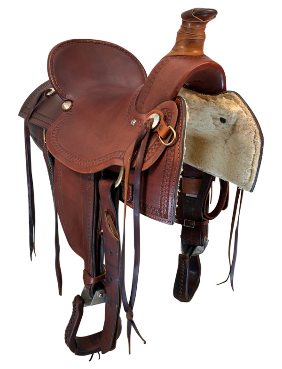 17 Inch Used Dakota Roping Saddle 205 Wide Tree - Image 2