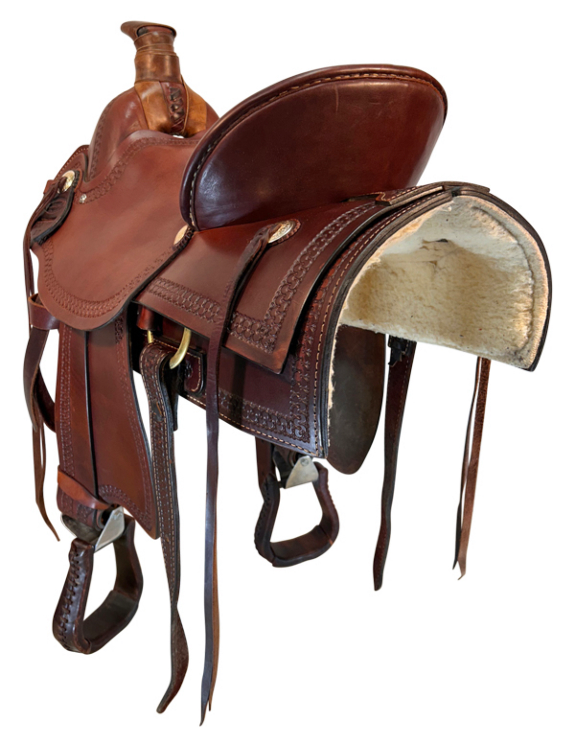 17 Inch Used Dakota Roping Saddle 205 Wide Tree - Image 3
