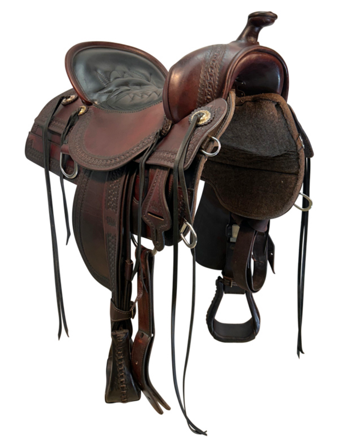 17.5Inch Used Tucker Old West Trail Saddle 277 Wide Tree - Image 4