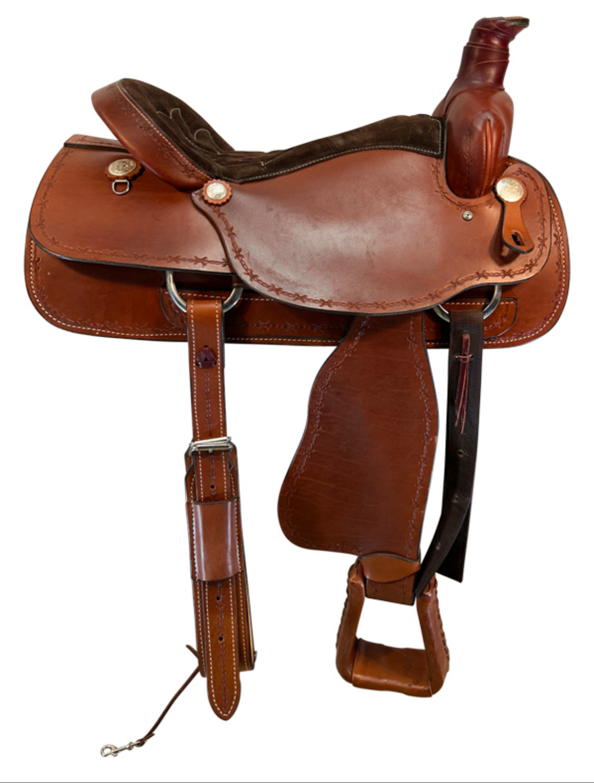 18 Inch Used American Barbed Wire Brazo Roping Saddle 198 - Image 2