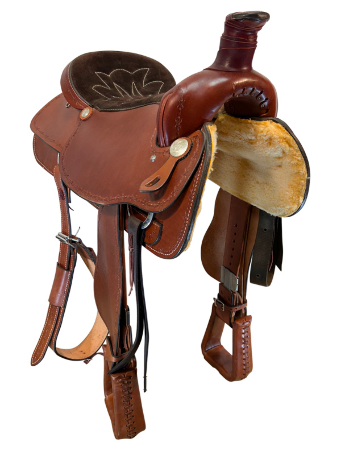 18 Inch Used American Barbed Wire Brazo Roping Saddle 198 - Image 3