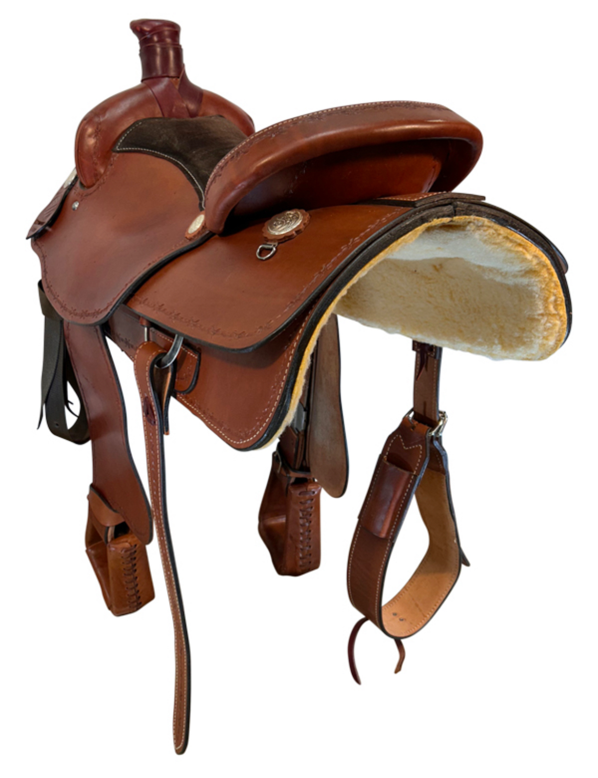 18 Inch Used American Barbed Wire Brazo Roping Saddle 198 - Image 5