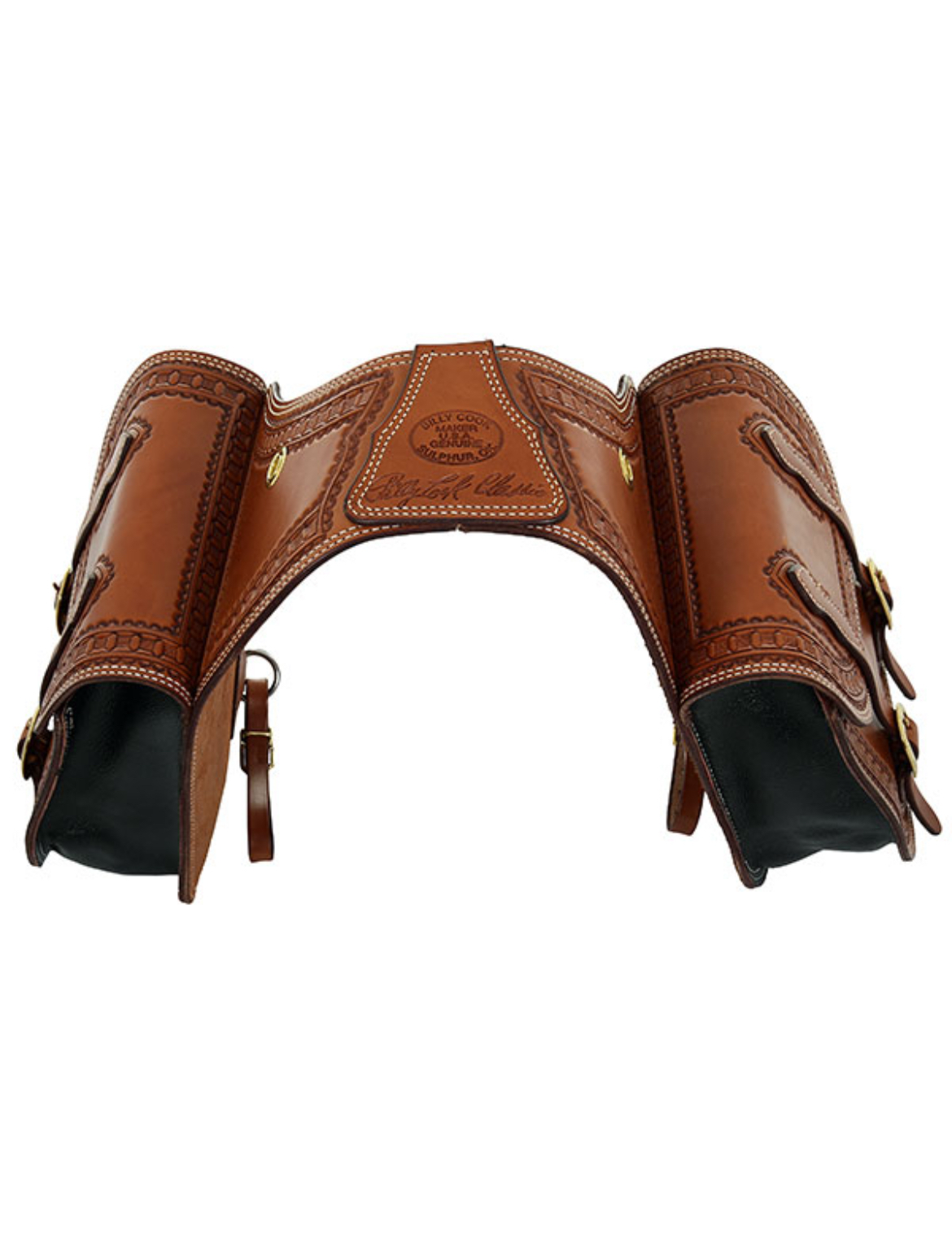 Billy Cook Waffle Border Tooled Leather Saddle Bag 15-2733 - Image 3