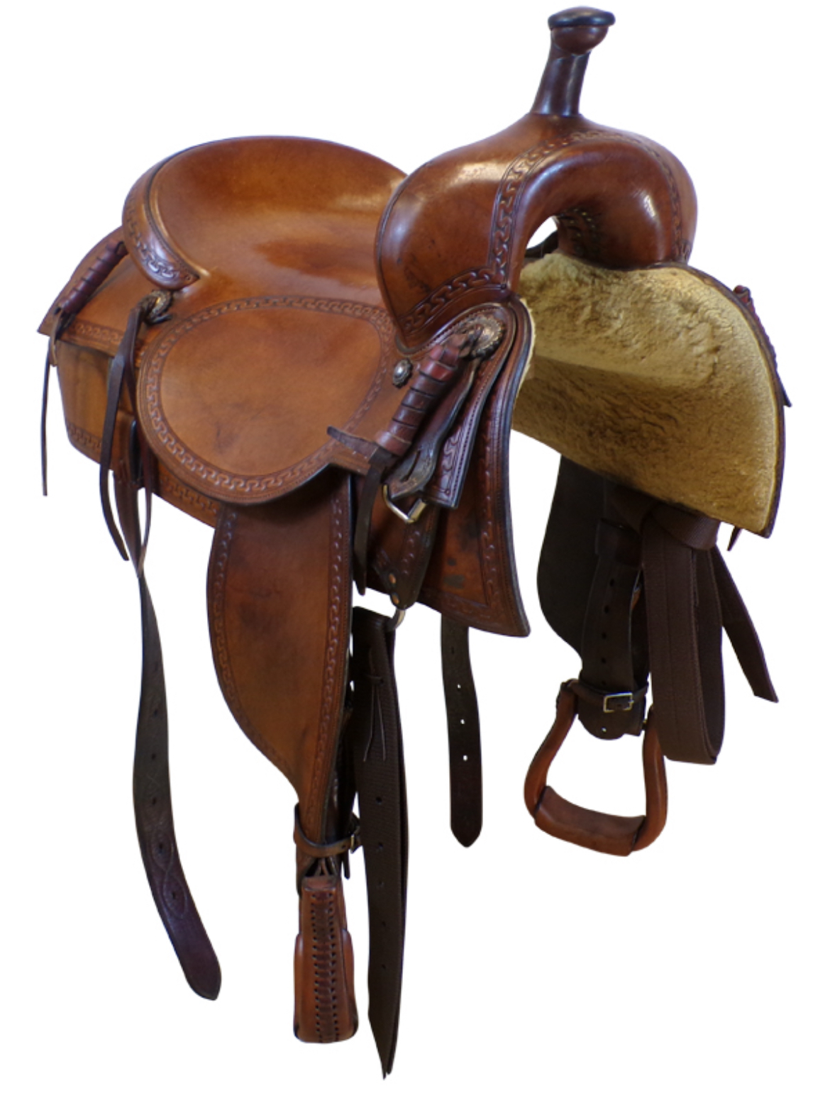17 Inch Used Ricotti Saddle Co. Cutting Saddle Wide Tree - Image 3